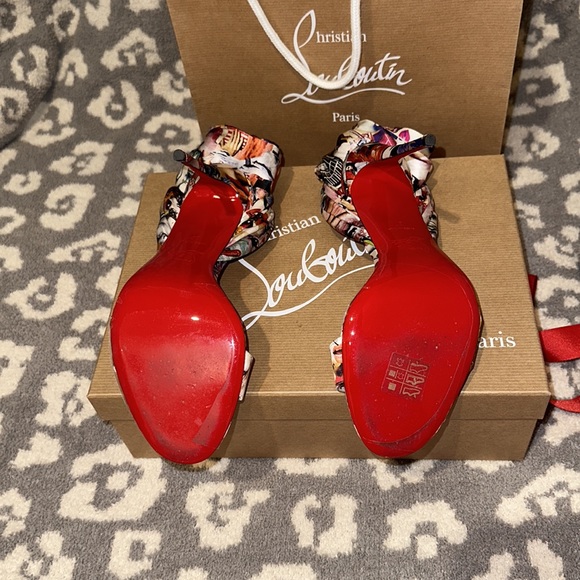 Authentic Christian Louboutin SANDALE DU DESERT Pop Art Ankle Tie Bow Heel Pump - Picture 11 of 17